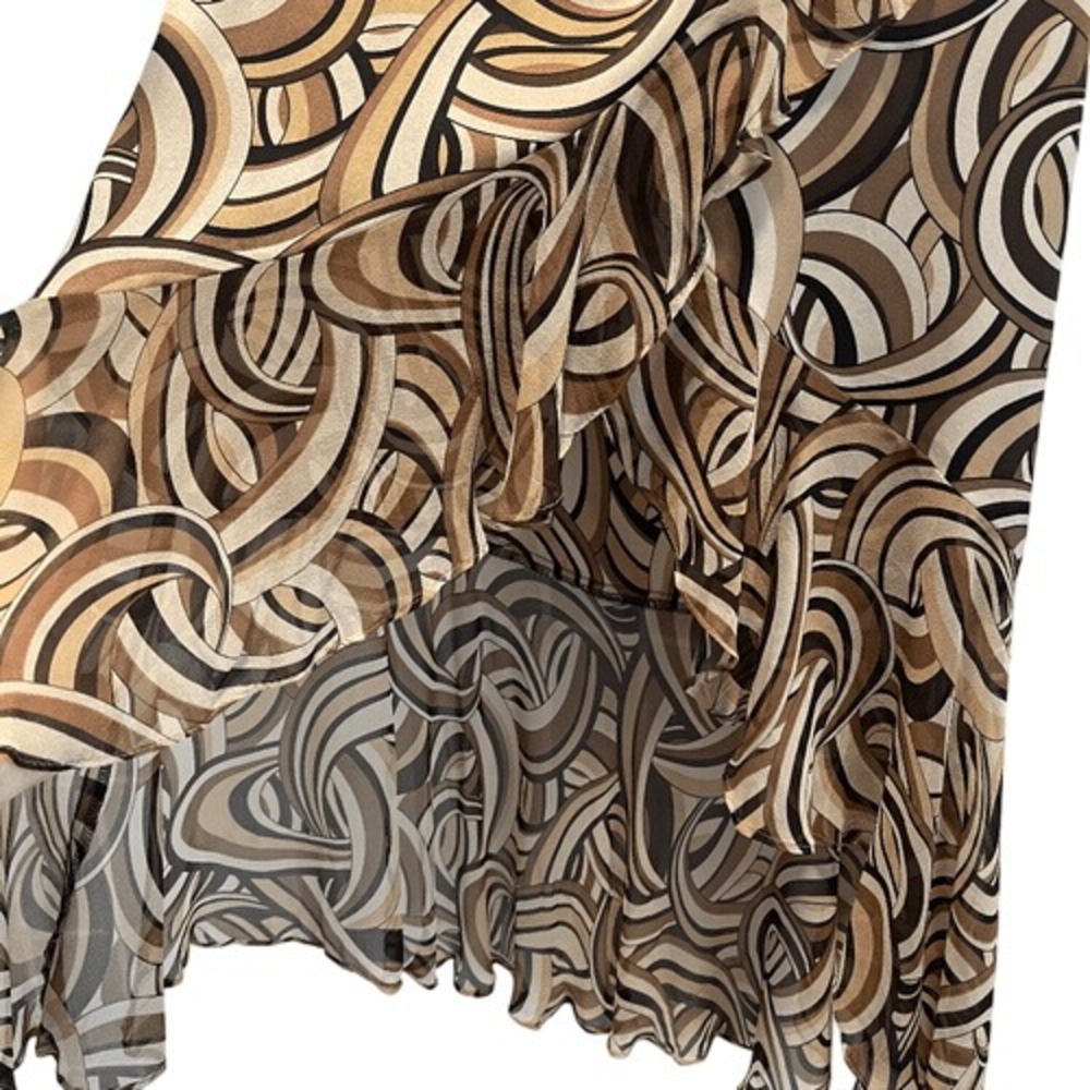 Mikai by Jerry Shabo Silk Halter Midi Dress Geometric Print Size M - Picture 3 of 9